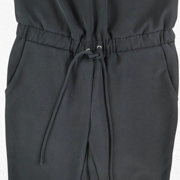 Drew Black V Neck Drawstring Waist Jumpsuit Spaghetti Strap Pockets Size Small - Picture 4 of 9